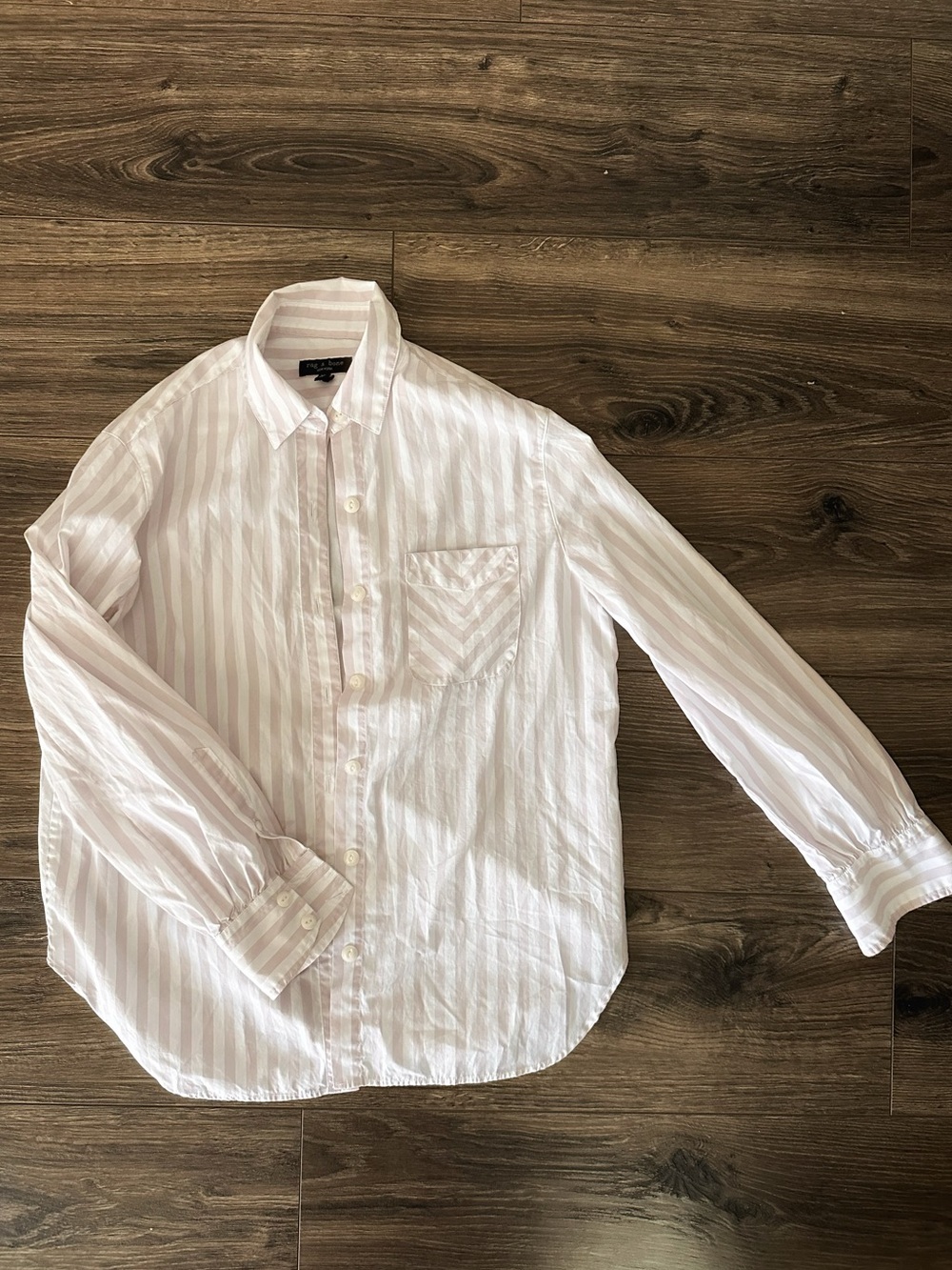 rag & bone White and Light Pink Striped Women's Button-Down Shirt